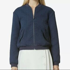 Avec Les Filles quilted zip navy bomber jacket size medium